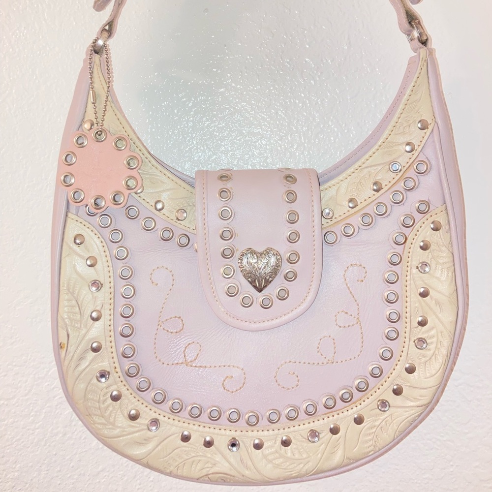 American west heart pastel studded purse